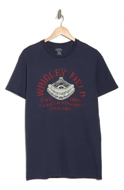 American Needle Wrigley Field Cotton Graphic T-shirt In Blue