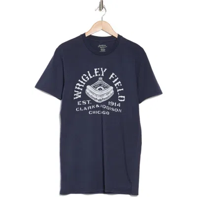 American Needle Wrigley Field Cotton Graphic T-shirt In Navy