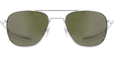 American Optical Original Pilot Polarized 2gnnp Men's Sunglasses Silver Size 52