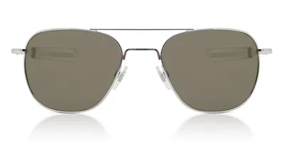 American Optical Original Pilot Polarized 2gygp Men's Sunglasses Silver Size 55