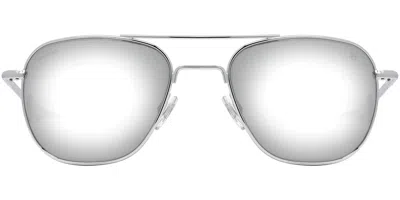 American Optical Original Pilot Polarized 2smnp Men's Sunglasses Silver Size 52