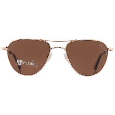 American Optical Polarized Brown Pilot Unisex Sunglasses Sebring-p 2 55 In Gold