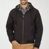 American Outdoorsman Mens Hooded Midweight Work Jacket In Black