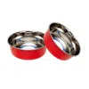 American Pet Supplies Country Living Set Of 2 Heavy Gauge Non Skid Stainless Steel Dog Bowls In Red