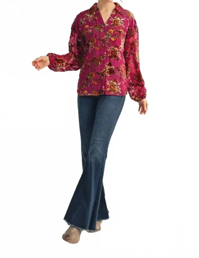 American Poet Women's Velvet Jacquard Shirt In Magenta In Pink
