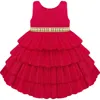 American Princess Babies'  Embellished Tiered Party Dress & Bloomers In Red