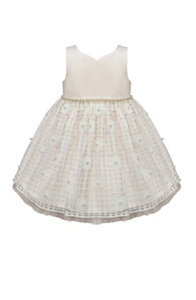 American Princess Babies' Imitation Pearl Lace Party Dress In Blush