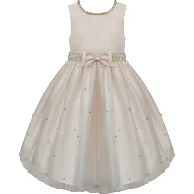 American Princess Kids' Faux Pearl Sleeveless Dress In Blush | ModeSens
