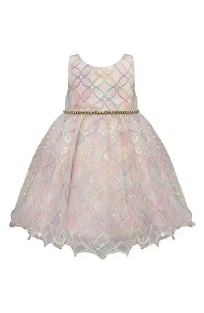 American Princess Babies'  Rainbow Shimmer Sequin Dress In Rainbow Peachy Pink