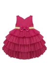 American Princess Babies'  Tiered Mesh Party Dress In Ruby Red