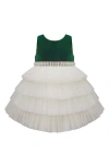 American Princess Babies'  Velvet Tiered Mesh Party Dress In White