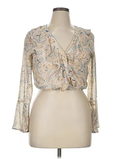 Pre-owned American Rag Cie 3/4 Sleeve Blouse In Brown