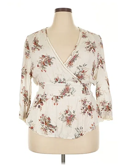 Pre-owned American Rag Cie 3/4 Sleeve Blouse In White