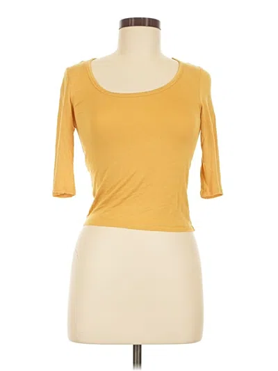 Pre-owned American Rag Cie 3/4 Sleeve T-shirt In Yellow