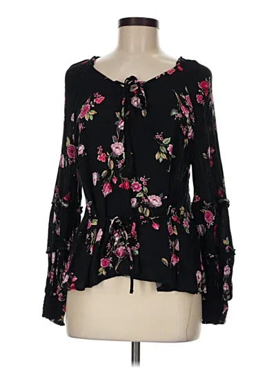 Pre-owned American Rag Cie Long Sleeve Blouse In Black