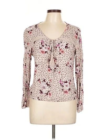 Pre-owned American Rag Cie Long Sleeve Blouse In White