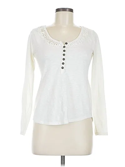 Pre-owned American Rag Cie Long Sleeve Henley Shirt In White