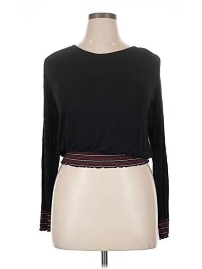 Pre-owned American Rag Cie Long Sleeve Top Black Boatneck Tops