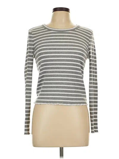 Pre-owned American Rag Cie Long Sleeve Top Gray Boatneck Tops