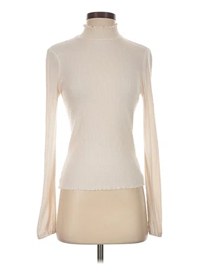 Pre-owned American Rag Cie Long Sleeve Top Ivory Turtleneck Tops