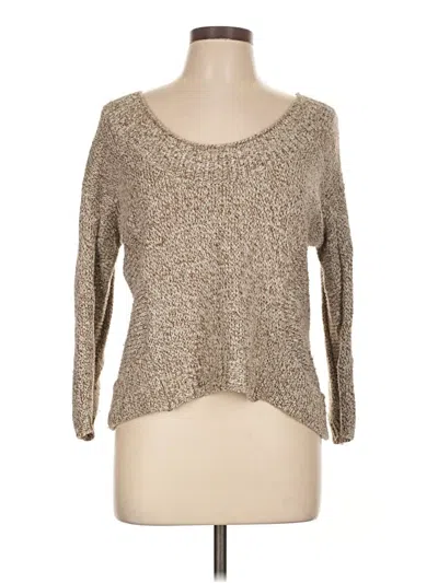 Pre-owned American Rag Cie Long Sleeve Top Tan Scoop Neck Tops