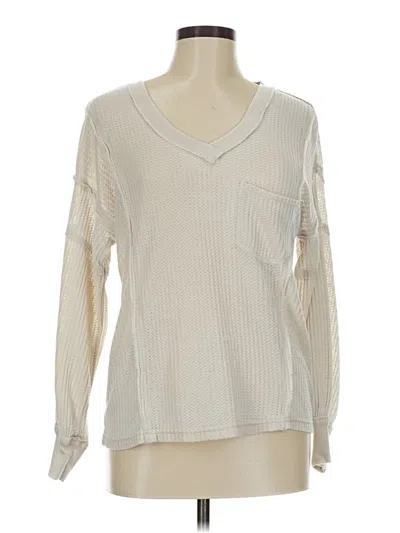 Pre-owned American Rag Cie Long Sleeve T-shirt In Ivory