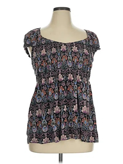 Pre-owned American Rag Cie Short Sleeve Blouse In Black