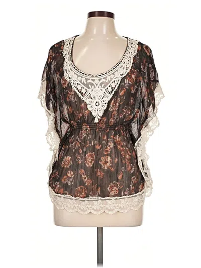 Pre-owned American Rag Cie Short Sleeve Blouse In Brown