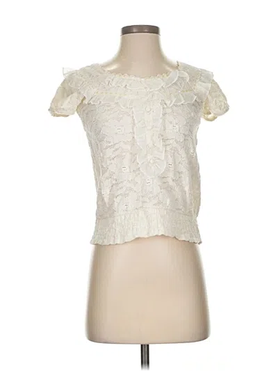 Pre-owned American Rag Cie Short Sleeve Blouse In White