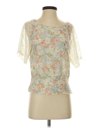 Pre-owned American Rag Cie Short Sleeve Blouse In White