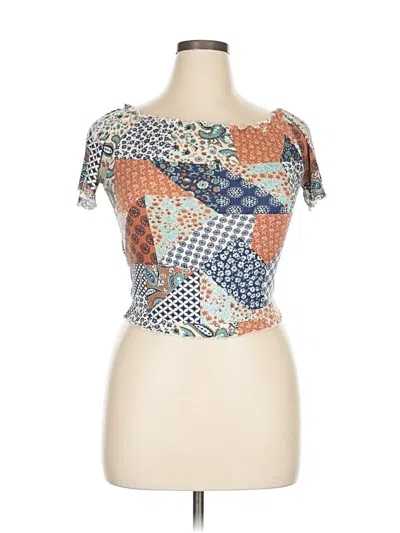 Pre-owned American Rag Cie Short Sleeve Top Orange Square Neckline Tops
