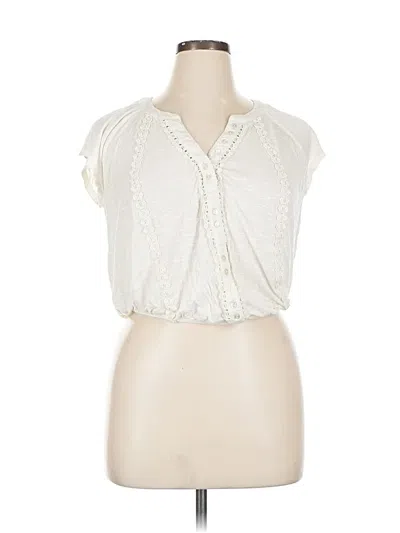 Pre-owned American Rag Cie Tank Top Ivory Plunge Neckline Tops In White