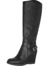 AMERICAN RAG KYLE WOMENS FAUX LEATHER WEDGE RIDING BOOTS