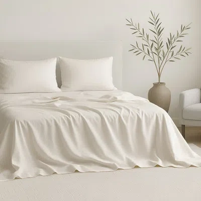 American Soft Linen 100% Cotton Sateen Sheet Set - Includes 1 Flat Sheet, 1 Fitted Sheet And 2 Pillowcases In Neutral