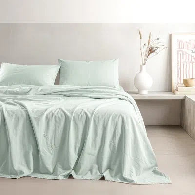 American Soft Linen 100% Washed Cotton Percale Sheet Set - Includes 1 Flat Sheet, 1 Fitted Sheet And 2 Pillowcases In Green