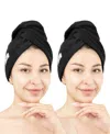 American Soft Linen 2-pack Hair Drying Towels In Black