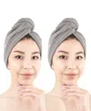 American Soft Linen 2-pack Hair Drying Towels In Gray