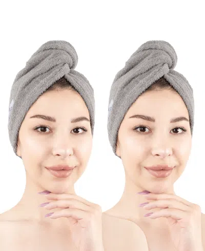 American Soft Linen 2-pack Hair Drying Towels In Gray
