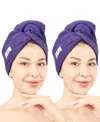 American Soft Linen 2-pack Hair Drying Towels In Purple