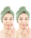 American Soft Linen 2-pack Hair Drying Towels In Sage Green