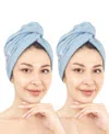 American Soft Linen 2-pack Hair Drying Towels In Sky Blue