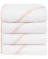 American Soft Linen Baby Hooded Bath Towel Set, 4-pieces In Pink