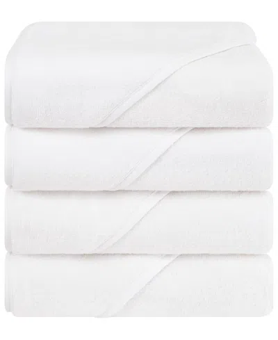 American Soft Linen Baby Hooded Bath Towel Set, 4-pieces In White