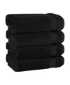 American Soft Linen Bekos Premium 100% Turkish Cotton 4-piece Hand Towel Set In Black
