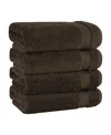 American Soft Linen Bekos Premium 100% Turkish Cotton 4-piece Hand Towel Set In Brown
