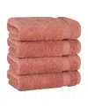 American Soft Linen Bekos Premium 100% Turkish Cotton 4-piece Hand Towel Set In Coral