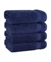 American Soft Linen Bekos Premium 100% Turkish Cotton 4-piece Hand Towel Set In Navy Blue