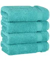 American Soft Linen Bekos Premium 100% Turkish Cotton 4-piece Hand Towel Set In Turquoise Blue