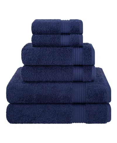 American Soft Linen Bekos Premium 100% Turkish Cotton 6-piece Bath Towel Set In Navy Blue