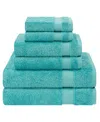 American Soft Linen Bekos Premium 100% Turkish Cotton 6-piece Bath Towel Set In Turquoise Blue